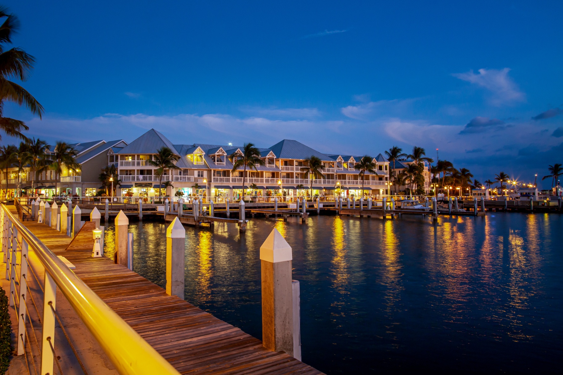 Mallory Square waterfront in Key West, Florida at dusk